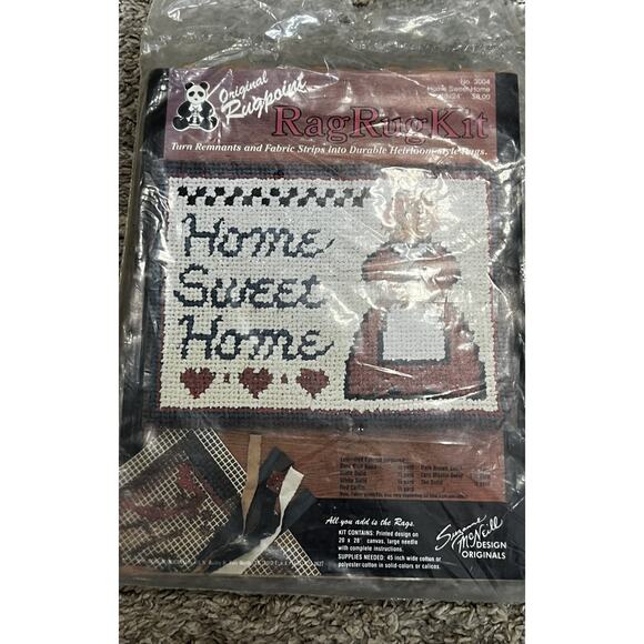 Design Originals Suzanne McNeill 80's Rag Rug Kits Lot of 3 Welcome Home - Picture 2 of 6